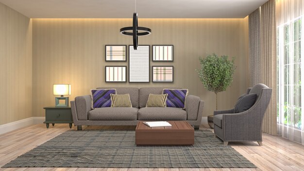 Illustration of the living room interior