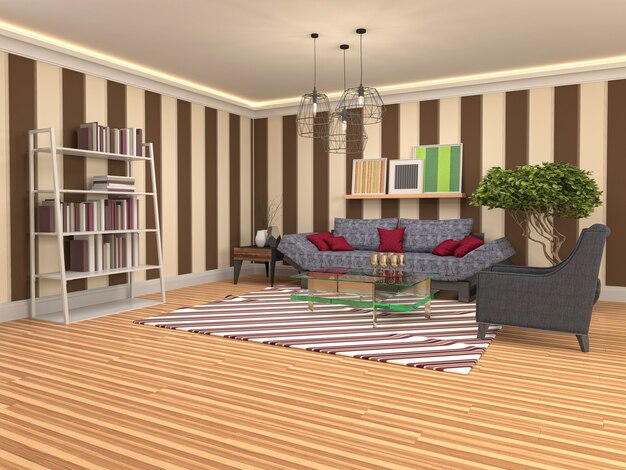 Illustration of the living room interior