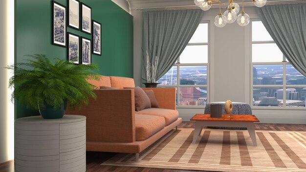 Illustration of the living room interior