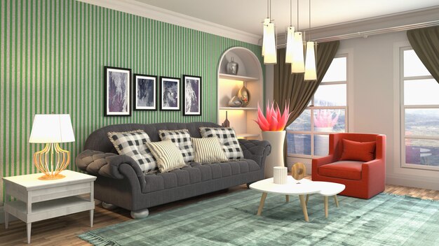 Illustration of the living room interior