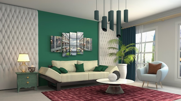 Illustration of the living room interior