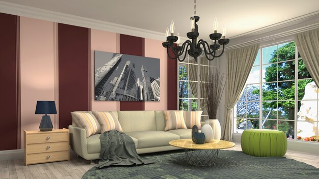 Illustration of the living room interior