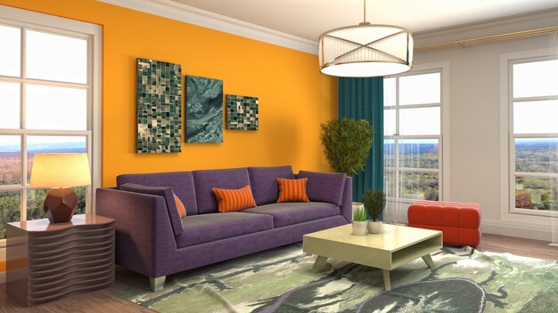 Illustration of the living room interior