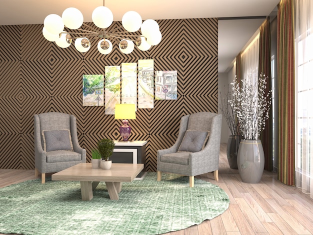 Illustration of the living room interior