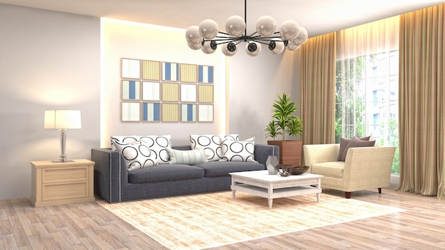 Illustration of the living room interior