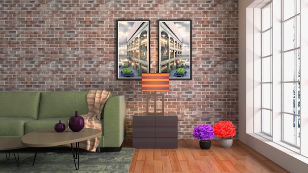 Illustration of the living room interior