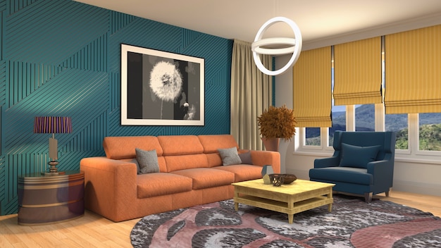 Illustration of the living room interior