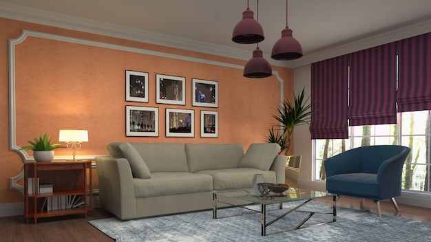 Illustration of the living room interior