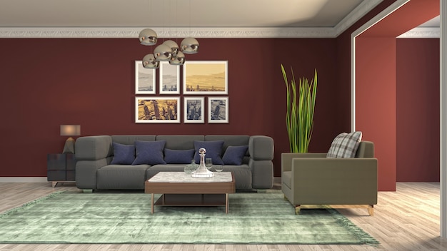 Illustration of the living room interior