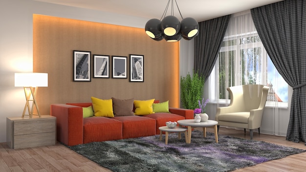 Illustration of the living room interior