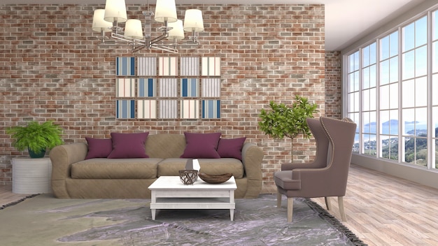 Illustration of the living room interior