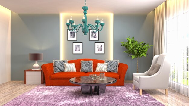 Illustration of the living room interior