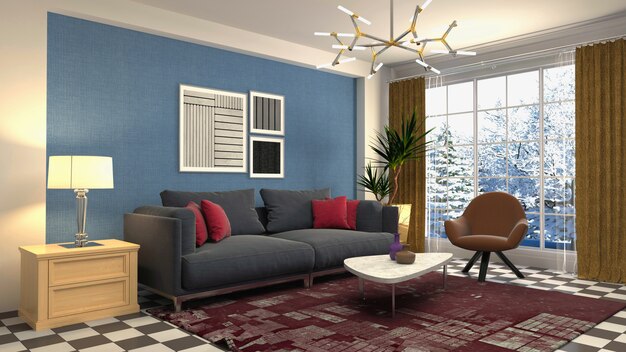 Illustration of the living room interior