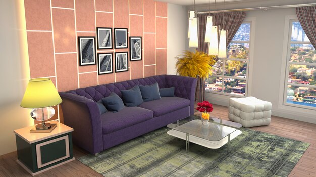 Illustration of the living room interior