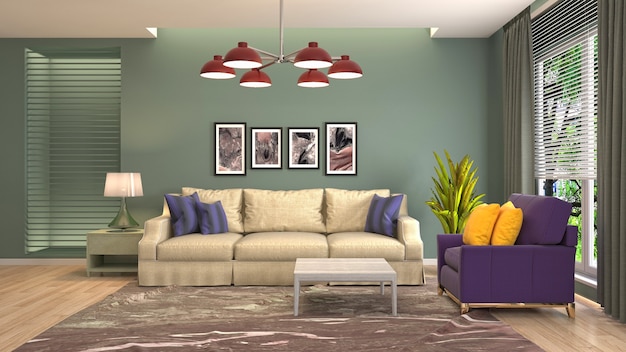 Illustration of the living room interior