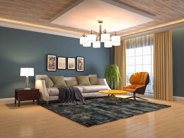 Illustration of the living room interior