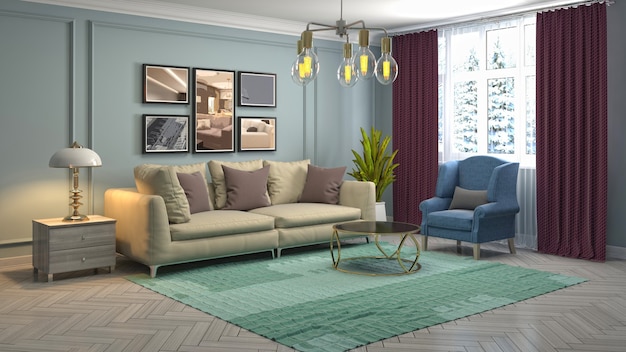 Illustration of the living room interior