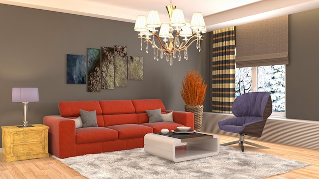 Illustration of the living room interior