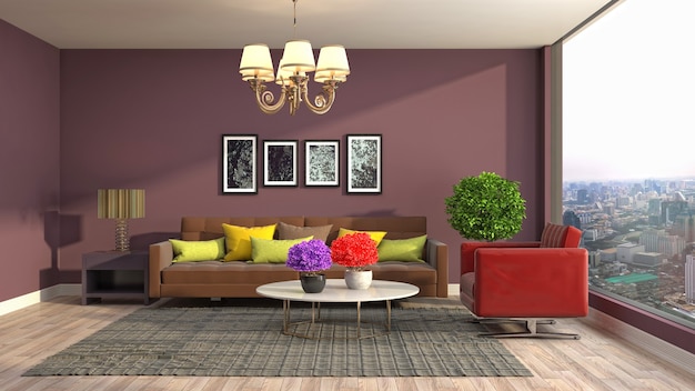 Illustration of the living room interior