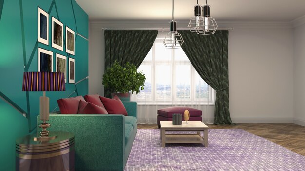 Illustration of the living room interior