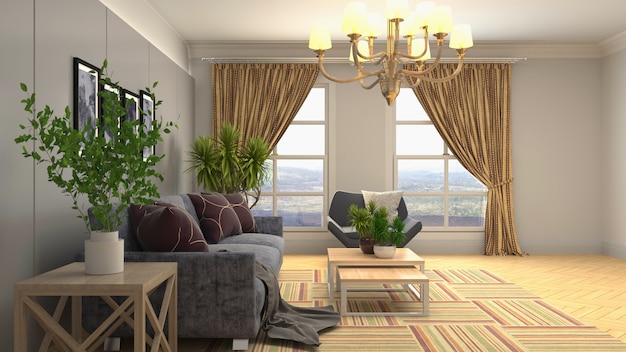 Illustration of the living room interior