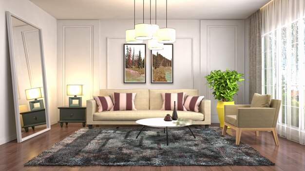 Illustration of the living room interior