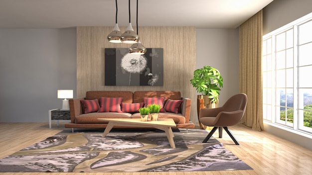 Illustration of the living room interior