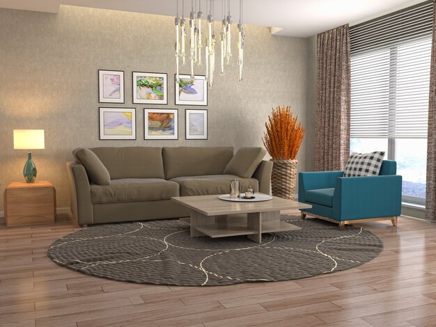 Illustration of the living room interior