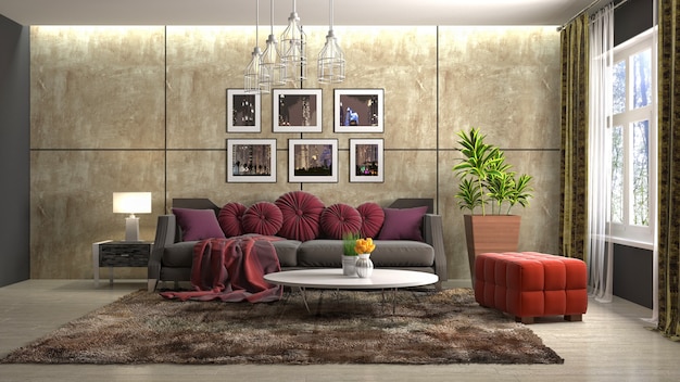 Illustration of the living room interior