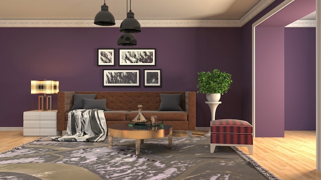 Illustration of the living room interior