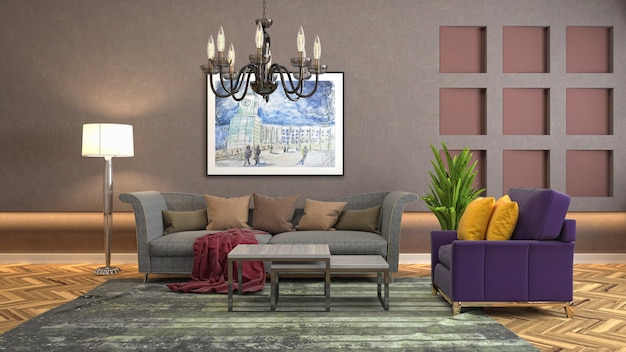 Illustration of the living room interior