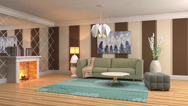 Illustration of the living room interior