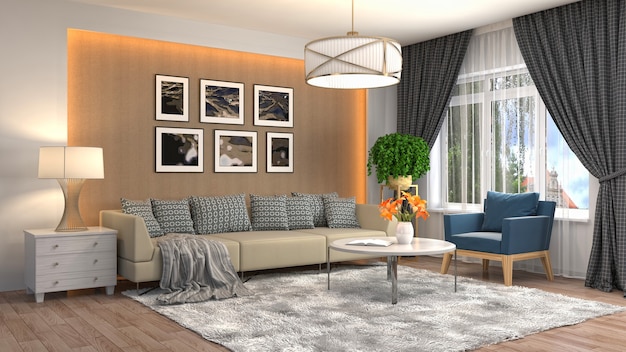 Illustration of the living room interior