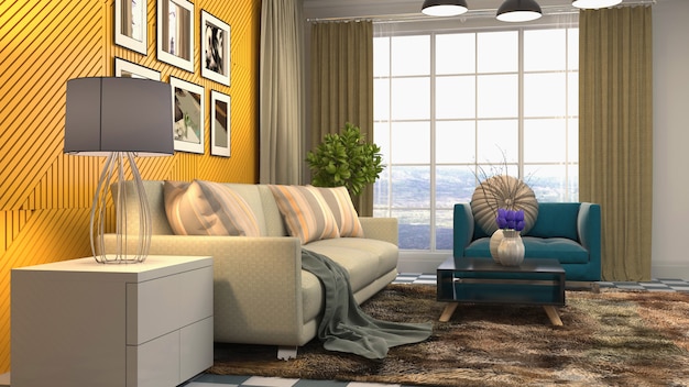 Illustration of the living room interior