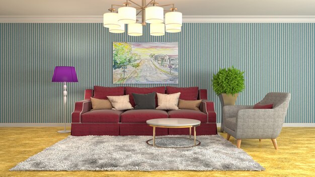 Illustration of the living room interior