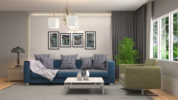 Illustration of the living room interior