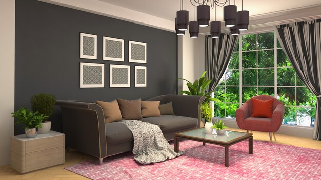 Illustration of the living room interior