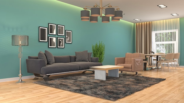 Illustration of the living room interior