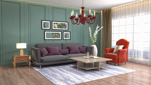 Illustration of the living room interior