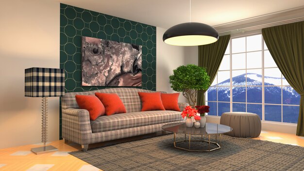 Illustration of the living room interior