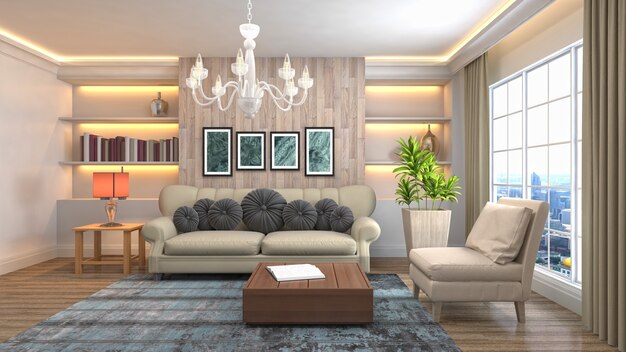 Illustration of the living room interior