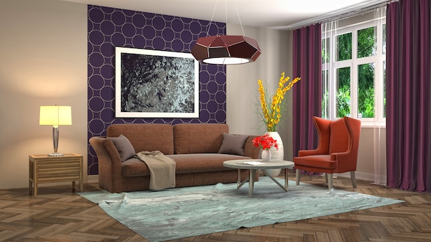 Illustration of the living room interior