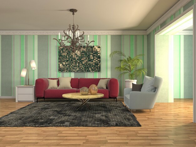 Illustration of the living room interior