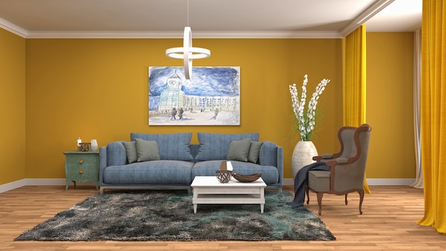 Illustration of the living room interior