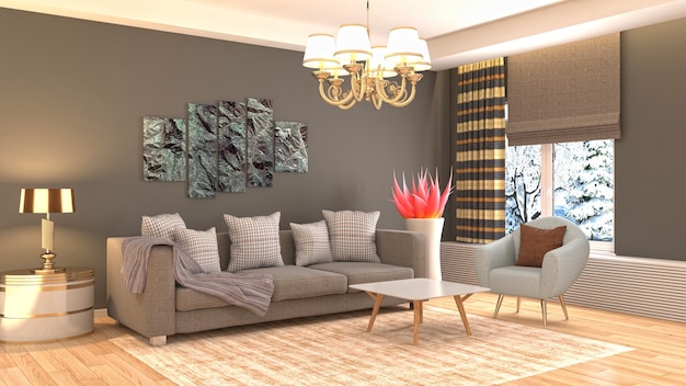 Illustration of the living room interior