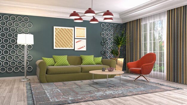 Illustration of the living room interior