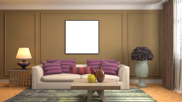 Illustration of the living room interior