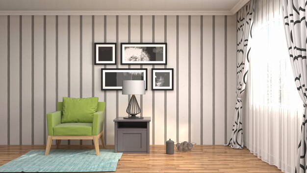 Illustration of the living room interior