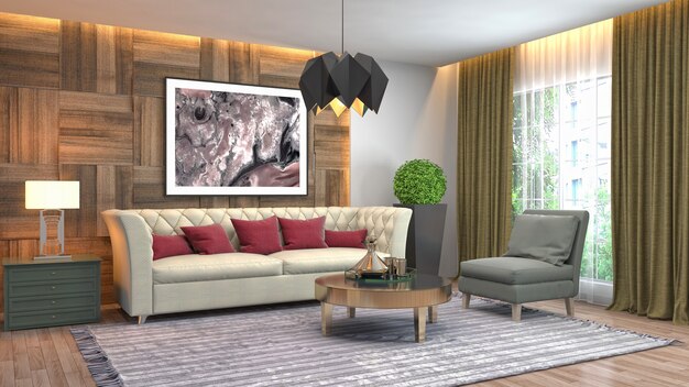 Illustration of the living room interior