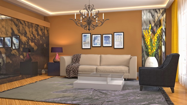 Illustration of the living room interior